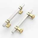 10 Pack 3.75 Inch(96mm) Cabinet Pull Brushed Nickel and Gold Kitchen Cabinets Handles Brushed Satin Nickel Cabinet Hardware for Cupboard Square Kitchen Pulls for Cabinets Drawer Handles (3.75" Hole Center(96mm), Nickel & Gold)