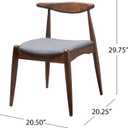 Christopher Knight Home Francie Fabric with Walnut Finish Dining Chairs, 2-Pcs Set, Light Grey / Walnut