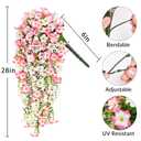 4 x Waipfaru Artificial Petunias Flowers for Outdoors, 4 Pcs UV Resistant Fake Hanging Plants Spring Outside Decor, Faux Silk Flowers Long Trailing Vines for Outdoor Planters Porch Garden