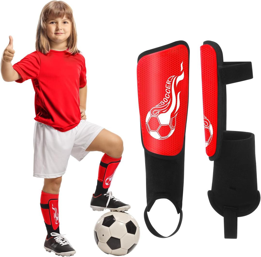 Soccer Shin Guards and Socks Kids Youth Lightweight Soccers Pads Defender with Ankle Protection Ski Shin Guards Football Equipment for Age 4-14 Toddler Boy Girl