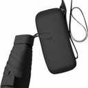 ESUFEIR Mini Travel Sun Umbrella for Purse With Case,Small Compact UV Umbrella Protection Sun,Lightweight Portable Parasol Windproof for Women Men Kids (Black)