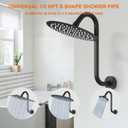 S Shaped Shower Arm, High Rise Shower Head Extension Pipe Standard 1/2" Connection with Flange, Awesome Shower Experience-Stainless Steel Bathroom Accessory(12 Inch S Shape, Matte Black)