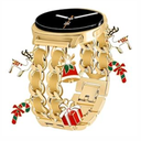 HAYONLIY Christmas Metal Bands Compatible with Samsung Galaxy Watch 8 40mm 44mm/ Galaxy Watch 8 Classic 46mm, Adjustable Double Chain Strap with Decorative Charms Accessories for Women