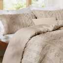 Bedsure Tufted Boho Comforter Set Full Size - Khaki Boho Bed Set, GentleSoft 3 Pieces Farmhouse-Style Embroidery Bedding, Gifts for Woman, Soft Jacquard Full Comforter for All Seasons