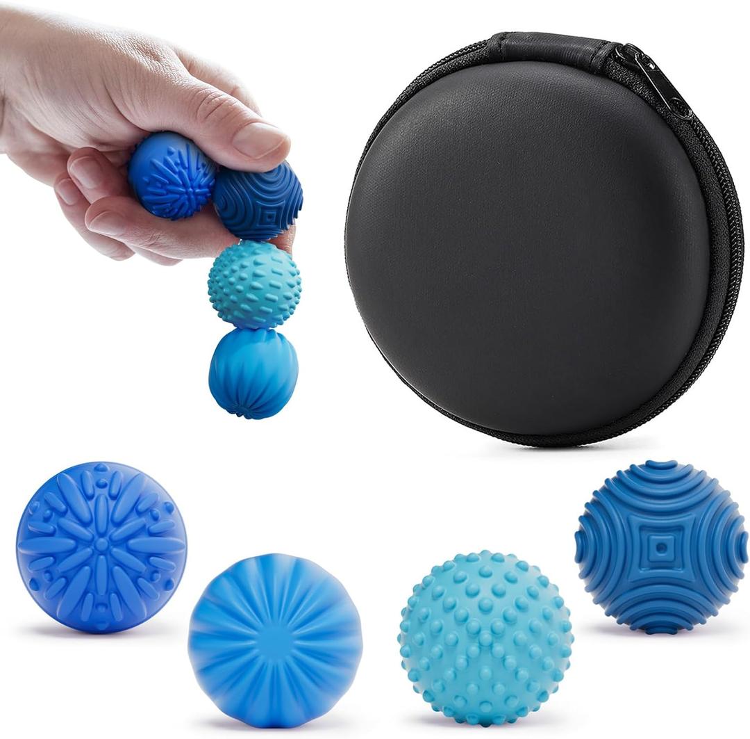 luckdoor Silicone Magnetic Balls Fidget Toys for Adults & Teens,4PCS Stress Relief Sensory Toys for Autism ADHD Anxiety,Fun Textures Gadgets,Office Desk Toy,Stocking Stuffers for Men Women Teen Gifts (Ocean Blue)