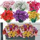 24 Bundles Artificial Flowers for Outdoor Indoor Garden Home Decoration, Plastic Flowers Decoration,Artificial Plants for Indoor Outside Garden Home Wedding Farmhouse (Mix 6 Color)