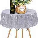 50 Inch Round Silver Sequin Tablecloth, Metallic Glitter Sparkle Table Cover for Small Cake Table or Overlay, Sequin Fabric Table Cloths for Wedding Birthday Party Decorations