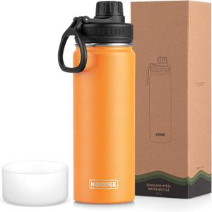 koodee 26 oz Insulated Water Bottle Stainless Steel Double Wall Vacuum Metal Sports Water Bottle with Leakproof Spout Lid, Wide Mouth Water Bottle (Cosmic Orange)