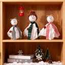 SmoothNovelty 3 Pcs Christmas Snowman Decoration Let It Snow Snowman Ghost Table Centerpiece Winter Snow Man Figurine Wooden Tabletop Decor for Xmas Home Party Favor Gift