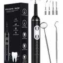 Plaque Remover for Teeth, Dental Cleaning Kit Tartar Remover for Teeth with LED Light & 5 Modes, Rechargeable Dental Cleaner, 4 Replaceable Heads