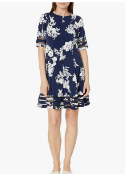 Jessica Howard Women's Plus Style Fit and Flare Elbow Sleeve Knit, 18 W