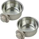 2Pcs Pets Lightweight Stainless Steel Bowl,Removable Stainless Steel Pet Hanging Food Water Feeder Bowl for Puppy Dog Cat Rabbit Ferret Bird Gunea Pigs (Large)