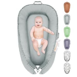 Baby Lounger, 100% Cotton Newborn Lounger for 0-24 Months, Co Sleeping Breathable & Soft Baby Nest, Infant Lounger Baby Floor Seat, Portable Lightweight Lounger Newborn Babies Essentials(Light Gray)