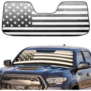 Windshield Sun Shade Compatible with Toyota Tacoma 2016-2022 TRD Off-Road, SR, SR5, TRD Sport, TRD Pro 23"x53" Folding Front Window Sun Shade for Car Accessories (American Flag)