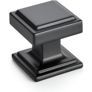 Black Kitchen Cabinet Knobs - 15 Pack Square Matte Black Drawer Pulls and Knobs for Cabinets and Drawers