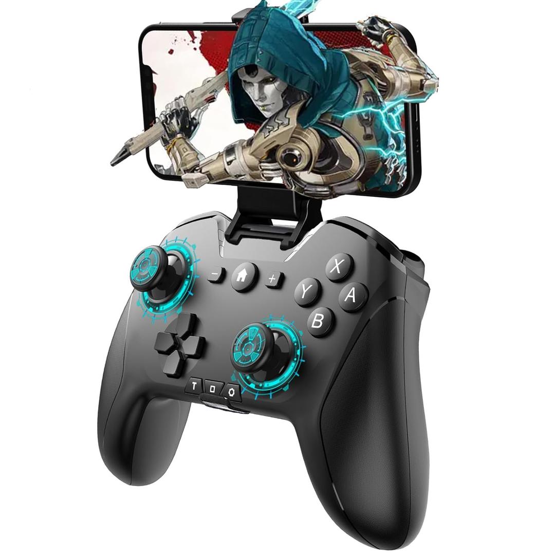 Bluetooth Controller for Switch/ Mac/ PC/ Steam/ Mobile Phone/ iOS/ Android/ / TV/ iPad/ Table/ Apple Arcade MFi Games, switch pro controller wireless with Adjustable Dual Motion, Turbo, Macros, 6-Axis, Wake Up for Black Myth: Wukong (Black) (Purple) (Black with Clip)