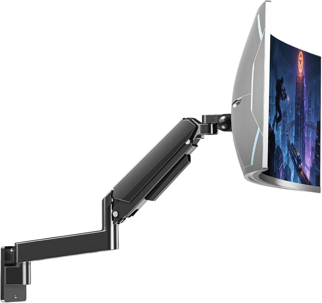 MOUNTUP Monitor Wall Mount for 49 45 43 40 35 32 27 24 Inch Screens, Heavy Duty Wall Monitor Mount, Holds 4.4 to 44 lbs, Ultrawide Monitors Arm Wall Mount, VESA Mount 75x75/100x100mm (Single)