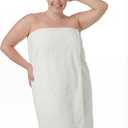 Towel Wrap for Women Plus Size (XL-2XL) with Hair Towel Wrap, Microfiber Bath Wrap Soft & Comfortable Absorb Water Body Wrap Oversized Button Design, White