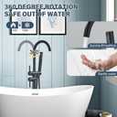 Yagatap Matte Black Freestanding Tub Filler Faucet Tub Filler Free Standing Floor Mount Stand with Shower & Handheld Sprayer 2-Handle Deck Mount Style Mixer Valve for Bathroom