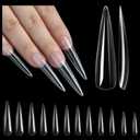 5 x 504Pcs Extra Long Stiletto Nail Tips, 12 Sizes Pre Shaped Stiletto Press On Nails Full Cover Soft Gel Nails Clear Fake Nails Tips for Nail Extension Home DIY Nail Salon with Box