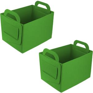 Hovom 2PCS Car Trunk Organizer, Foldable Trunk Organizer for SUV, Collapsible Felt Vehicle Organizers and Storage Box, Universal Felt Storage Basket, Travel Essentials, Car Accessories (Green)