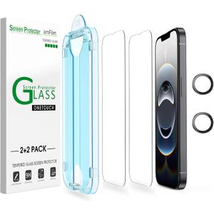 amFilm Auto-Alignment OneTouch for iPhone 16e [6.1''] Screen Protector + Camera Lens Protector, Tempered Glass, 30 Seconds Installation, Bubble Free, Case Friendly, Anti-Scratch [2+2 Pack]
