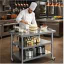 Stainless Steel Prep and Work Table with Wheels, Multi-Size Heavy-Duty Metal Commercial Kitchen Commercial Workbench,Suitable for Restaurants, Homes,Outdoor and Hotels (40" Lx24 Wx34 H)