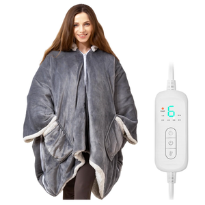 Wearable Heated Blanket Heated Shawl, Electric Throw Blanket with Zipper Design, Hood, Heated Hoodie Blanket with 8 Heat Levels, 1-10H Auto-Off Time Settings, Gift for Family, Friends, 60 * 50"