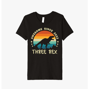 Kids Three Rex 3rd Birthday Boy shirt Third Dinosaur 3 Year Old TShirt, Size 4T