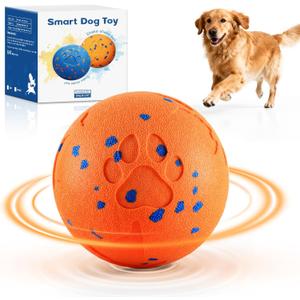 Smart Interactive Dog Toy, Automatic Moving Rotating, Bouncing Chew Toys, E-TPU Material, IPX7 Waterproof Active Rolling Ball Dog Toys for Medium Large Dog, Keeps them Busy and Entertained (Orange)