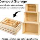 Youeon Set of 3 Rustic Wooden Nesting Crates with Handles, Decorative Wooden Crates, Crate Box Wooden Storage Box for Kitchen, Office, Bedroom, Closet, Rustic Country Decor