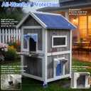 Rockever Outdoor Cat House, Large Outdoor Houses for Feral Cats with Self-Warming Mat Wooden Outside Cat Shelter Weatherproof with Escape Door