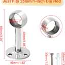 2 x Alise Curtain Rod Holder Bracket 1''Dia,Closet Rod Holders Wall Mount,Ceiling Mounted Curtain Rod Flange Brackets,Ceiling Curtain Rods Brackets for Bathroom Curtain,Stainless Steel Chrome Finish,4 Pcs
