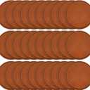 Dunzy 30 Pcs Blank Leather Hat Patches with Adhesive 2.5 Inch Round Laserable Leatherette Patch Faux Leather Patches Sewing Laser Engraving Supplies for Hats Jackets Backpacks(Brown)
