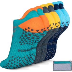 Hylaea Unisex Non Slip Socks with Grip for Yoga, Hospital, Pilates, Barre | Ankle, Cushioned (XL)