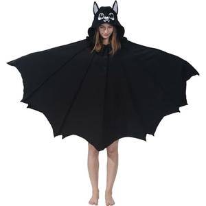 AIYOUYIYA Cozy Bat Costume - Halloween Party Cosplay Hooded Blanket Cape with Bat Wings for Women and Men L