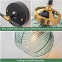 Mid Century Vanity Light Black Bathroom Wall Light Fixtures Green Glass Wall Sconce lamp Ribbed Glass Shade Modern Art Deco Vanity Lights for Over Mirror Bedroom Hallway 2 Lights