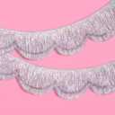 xo, Fetti Silver Iridescent Scalloped Fringe Banner - 6 Ft. | Bachelorette Party Decorations, Birthday Sign, Sparkly Decor, Photo Booth Backdrop