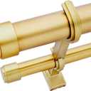BlastHome Non-Adjustable Luxury Double Curtain Rods for Windows, 1  Premium Rod Set, 10 foot Custom Fixed Length (Three Rods Connect on Both Front & Back for a Seamless Look), Brushed Gold