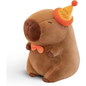 Cute Happy Birthday Capybara Plush Soft Capybara Birthday Stuffed Animal Kawaii Capibaras Peluches Stuffed Toys Gift for Kids 13 inch (Top Hat Capybara)