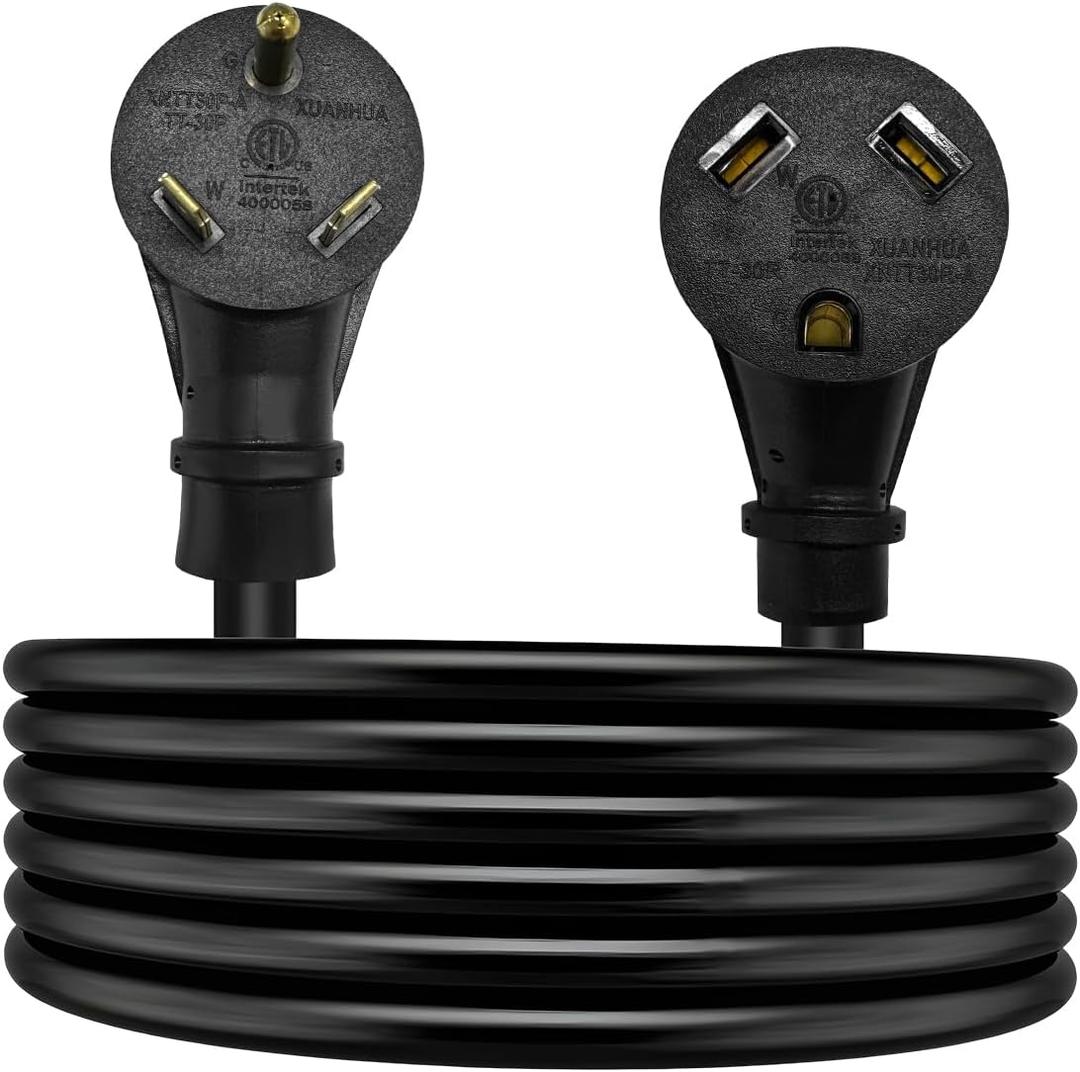 STRIGHT 10FT RV Extension Cord 30 Amp, RV Power Extension Cord NEMA TT-30P Male to TT-30R Female Heavy Duty 10 Gauge STW 3-Wire for RV Trailer Campers 125V, 3750W, ETL Listed (10FT 30AMP)