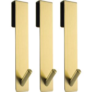 Simtive Extended Shower Door Hooks (7-Inch), Over Door Hooks for Bathroom Frameless Glass Shower Door, Towel Hooks, 3-Pack, Gold