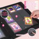 WITHYU Toploader Binder 9 Pocket, Holds 288 Cards for 3" x 4" Rigid Cards, PU Leather Zipper Ringless Trading Card Album for TCG, MTG & Sports Card Storage, Suitable for Collectors and Gifting, Pink