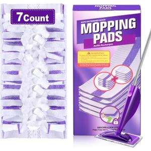 Mop Pads Refill for Swiffer WetJet - 7 PCS Disposable Pad for Hardwood Wood Tile Laminate Marble Vinyl Muilt-Surface Floor Cleaning - Heavy Duty Absorb & Lock Pet Hair Dust Dirty Stains
