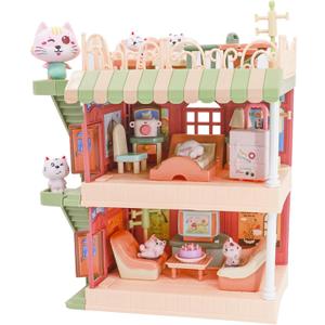 Doll House for 3Y+ Accessories and Furniture Vibrant Playhouse for Kids 4-8 Dollhouse Furniture Set 29pcs Pretend Play Furniture Toys for Boys Girls Toddlers