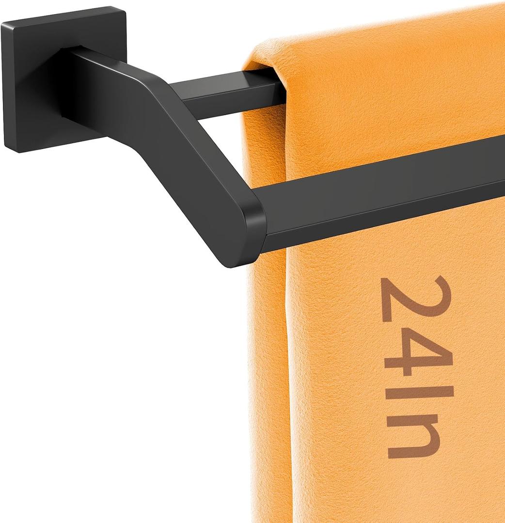 Double Towel Bar24Inch Towel Rack for Bathroom Wall MountedStainless Steel Bathroom Towel Holder Towel Hanger Rod for Wall, Matte Black