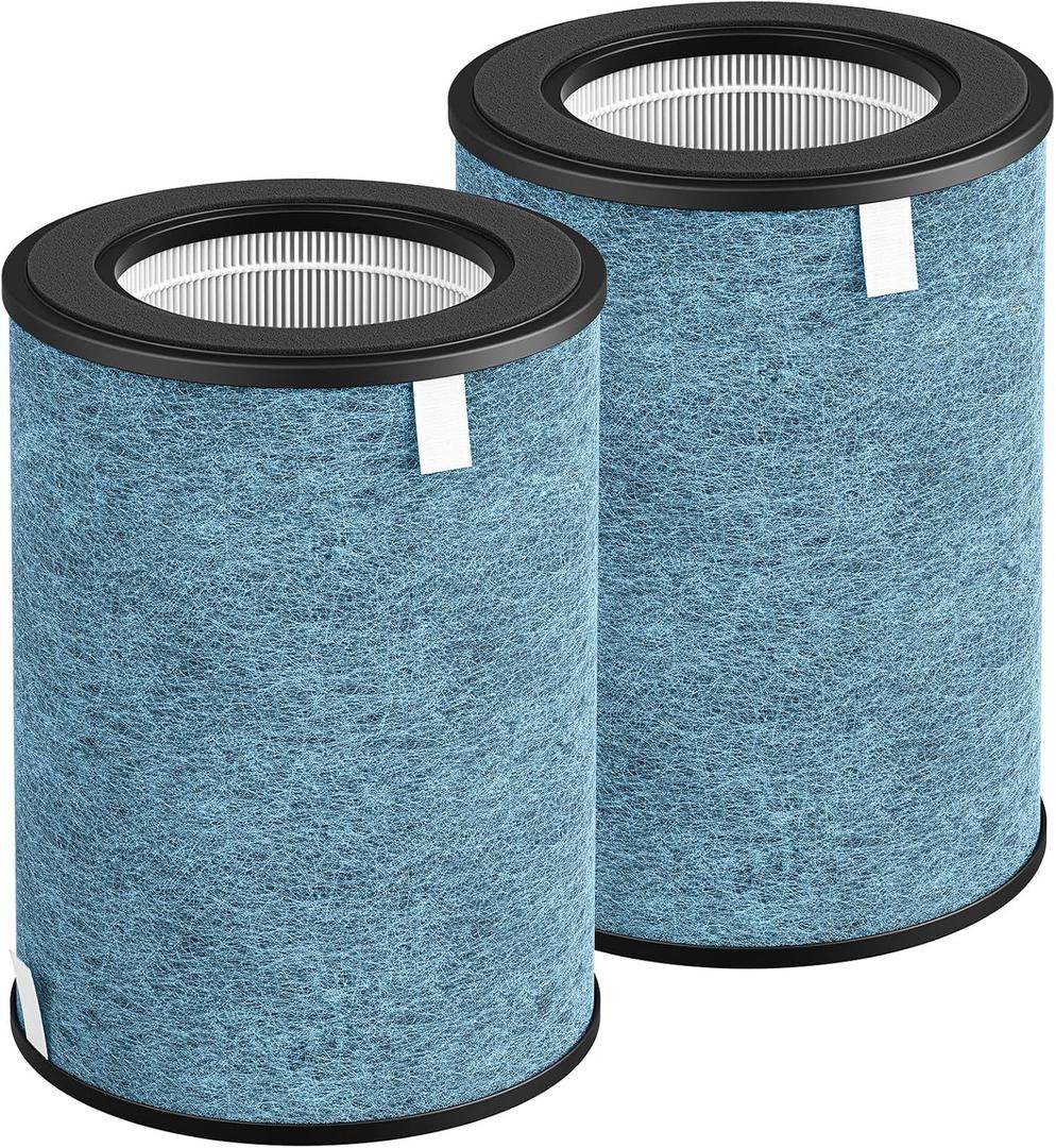 HP302 Replacement Filter Compatible with Shark HP302, HP301 NeverChange Air Pur-ifier MAX, HP200 Series Air Puri-fier MAX, 3-in-1 Filter, Part # HE3FKPET, 2 Pack