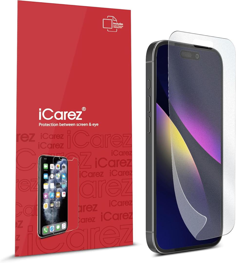 iCarez HD Anti Glare Matte Screen Protector for iPhone 17/17 Pro /16 Pro 6.3 inches 2024/2025 [3 Pack] (Case Friendly) Premium No Bubble Easy to Apply with Hinge Installation