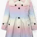 Betusline Girl's Hooded Rain Jackets Lightweight Print Waterproof Trench Coat Windbreaker Raincoats for Girls, 11-12 Y