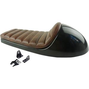 Brown Hump Retro Motorcycle Cafe Racer Seat Vintage Style Cushion Saddle (Vintage Matte Black Base Finish,Subframe Modification is Required)